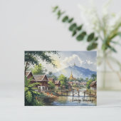 Laos Luang Prabang Travel Waterverf Briefkaart (Staand voorkant)