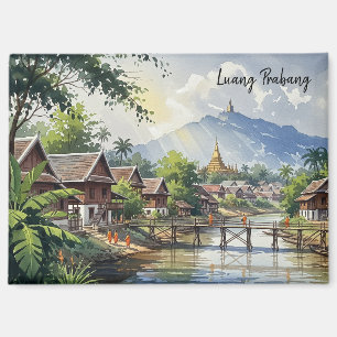Laos Luang Prabang Travel Waterverf Magneet