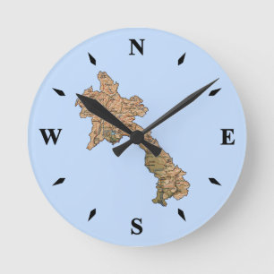 Laos Map Clock Ronde Klok