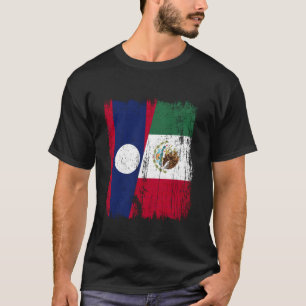 Laos Mexico Halve Vlag Laotiaanse Mexicaanse Erfen T-shirt