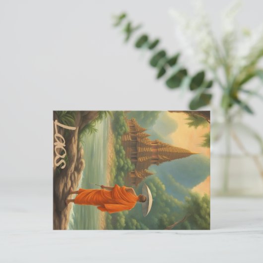 Laos Monk Briefkaart (Staand voorkant)