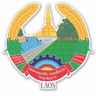 Laos National Emblem Patriotic Sticker