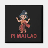 Laos Nieuwjaar Meisje Pi Mai Lao Magneet (Voorkant)