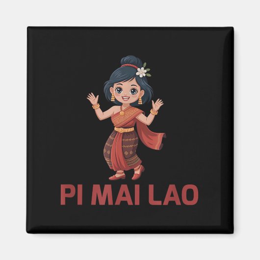 Laos Nieuwjaar Meisje Pi Mai Lao Magneet (Voorkant)