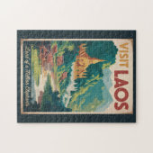 Laos Pha That Luang Illustratie Reis Kunst Legpuzzel (Horizontaal)