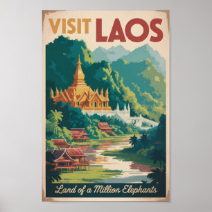 Laos Pha That Luang Illustratie Reis Kunst Poster