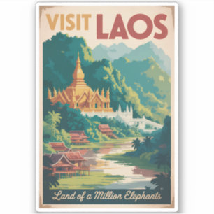 Laos Pha That Luang Illustratie Reis Kunst Sticker