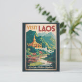 Laos Pha That Luang Illustration Travel Art Briefkaart (Staand voorkant)