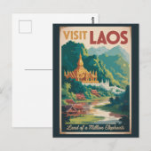 Laos Pha That Luang Illustration Travel Art Briefkaart (Voorkant / Achterkant)