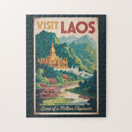 Laos Pha That Luang Illustration Travel Art Legpuzzel (Verticaal)