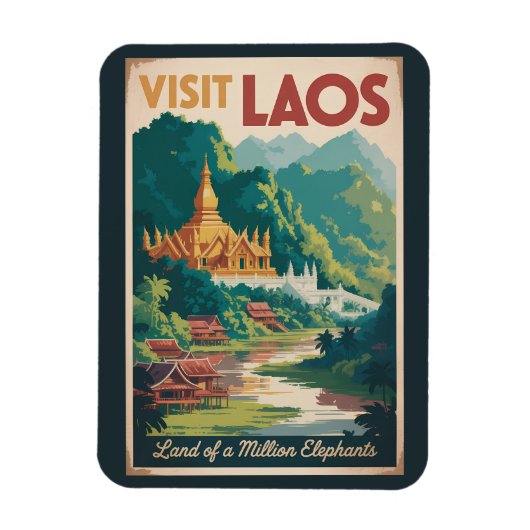 Laos Pha That Luang Illustration Travel Art Magneet (Verticaal)