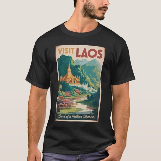 Laos Pha That Luang Illustration Travel Art T-shirt (Voorkant)