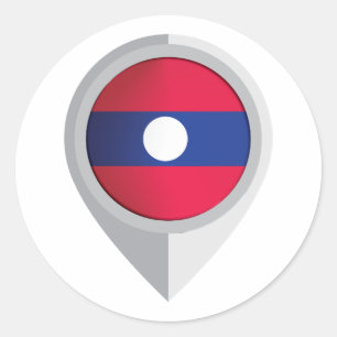 Laos Pin Locatie Vlag Ronde Sticker