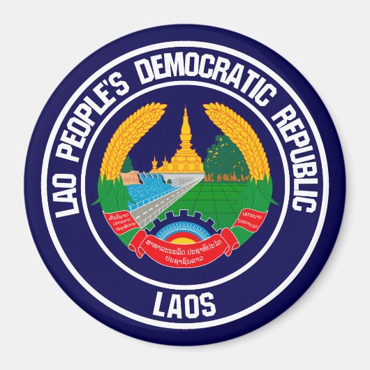 Laos Round Emblem Magneet (Voorkant)