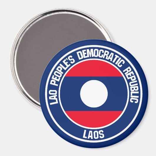 Laos Round Emblem Magneet (Voorkant / Achterkant)