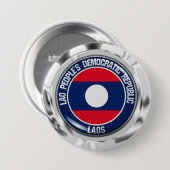 Laos Round Emblem Ronde Button 7,6 Cm (Voorkant /achterkant)