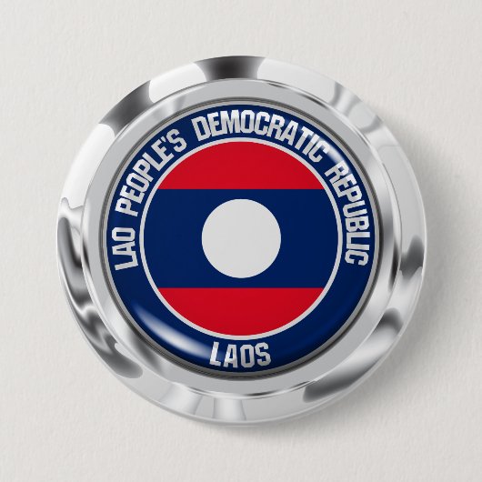 Laos Round Emblem Ronde Button 7,6 Cm (Voorkant)