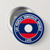 Laos Round Emblem Ronde Button 7,6 Cm (Voorkant /achterkant)