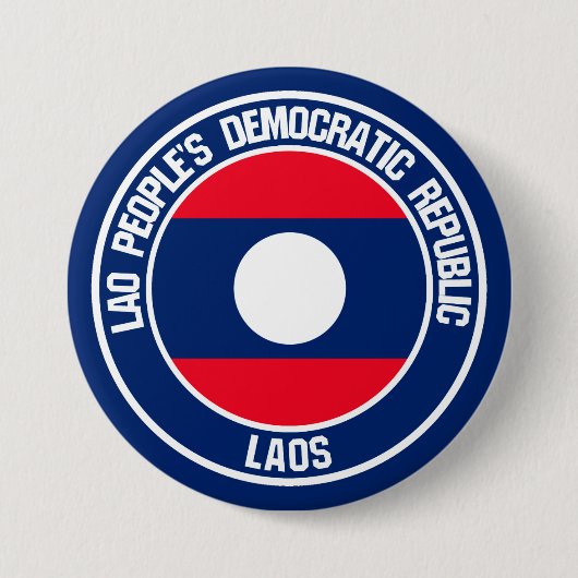 Laos Round Emblem Ronde Button 7,6 Cm (Voorkant)