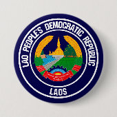 Laos Round Emblem Ronde Button 7,6 Cm (Voorkant)