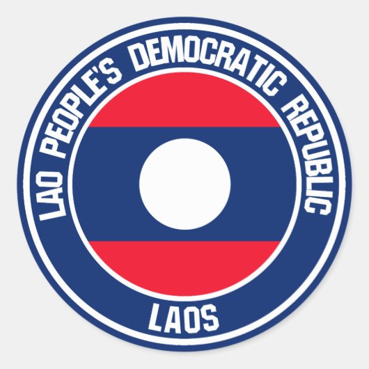 Laos Round Emblem Ronde Sticker (Voorkant)