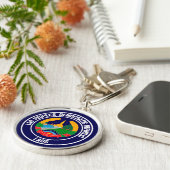 Laos Round Emblem Sleutelhanger (Zijkant)