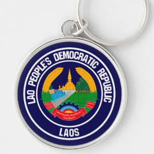Laos Round Emblem Sleutelhanger