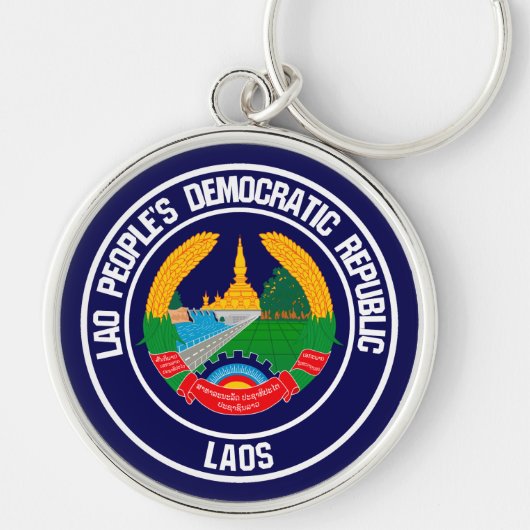 Laos Round Emblem Sleutelhanger (Voorkant)
