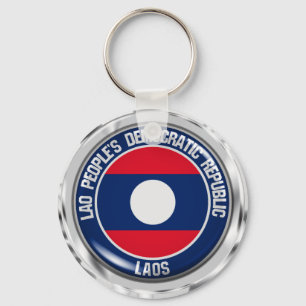 Laos Round Emblem Sleutelhanger