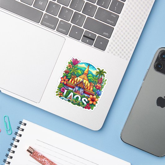 Laos Sticker (Laptop met iPhone)