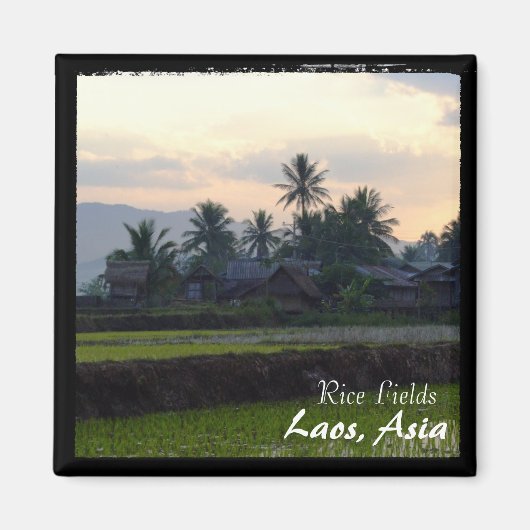 Laos, Sunset boven rijstvelden (Magnet) Magneet (Voorkant)