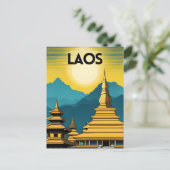 Laos Travel Art Briefkaart (Staand voorkant)