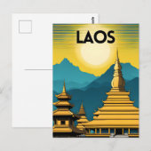 Laos Travel Art Briefkaart (Voorkant / Achterkant)