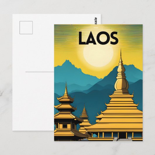 Laos Travel Art Briefkaart (Voorkant / Achterkant)