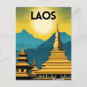 Laos Travel Art Briefkaart (Voorkant)