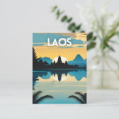 Laos Travel Art Poster Briefkaart (Staand voorkant)