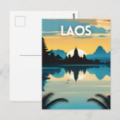 Laos Travel Art Poster Briefkaart (Voorkant / Achterkant)