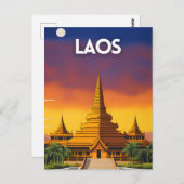 Laos Travel Poster Briefkaart (Voorkant / Achterkant)