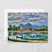 Laos, Vang Vieng, Nam Song River Briefkaart (Voorkant / Achterkant)