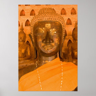 Laos, Vientiane, een van 6840 Boeddhabeelden in 2 Poster