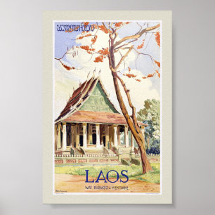 Laos Vintage Reisposter Poster