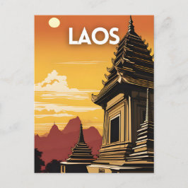 Laos Vintage Travel Art Briefkaart