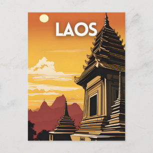 Laos Vintage Travel Art Briefkaart