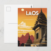 Laos Vintage Travel Art Briefkaart (Voorkant / Achterkant)