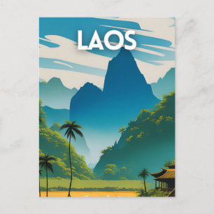 Laos Vintage Travel Poster Briefkaart