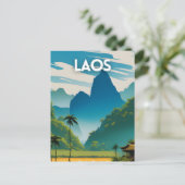 Laos Vintage Travel Poster Briefkaart (Staand voorkant)