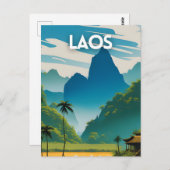 Laos Vintage Travel Poster Briefkaart (Voorkant / Achterkant)