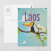 Laos Vintage vakantieposter Briefkaart (Voorkant / Achterkant)