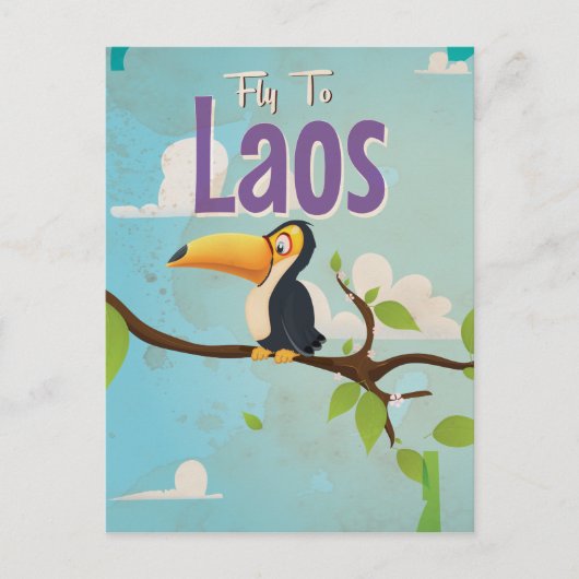 Laos Vintage vakantieposter Briefkaart (Voorkant)
