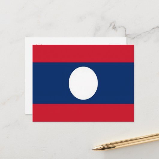 Laos - Vlag - Briefkaart (Voorkant / Achterkant in situ)